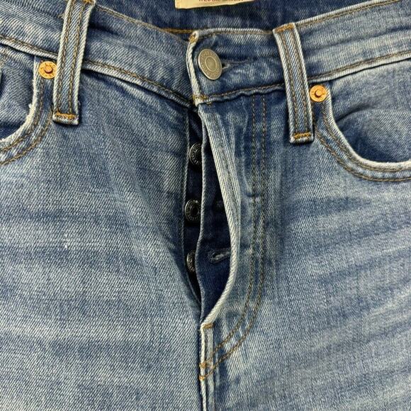 Levis Jeans Women 25 Blue Medium Wash Denim Stretch Wedgie Button Fly Skinny - Picture 6 of 16
